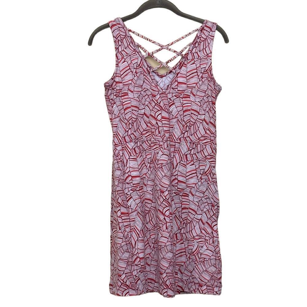 Leaf Print Strappy Back V-Neck Adventure Travel Resort Weekend Lightweight - Picture 2 of 8
